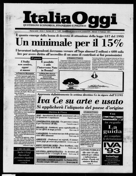 Italia oggi : quotidiano di economia finanza e politica